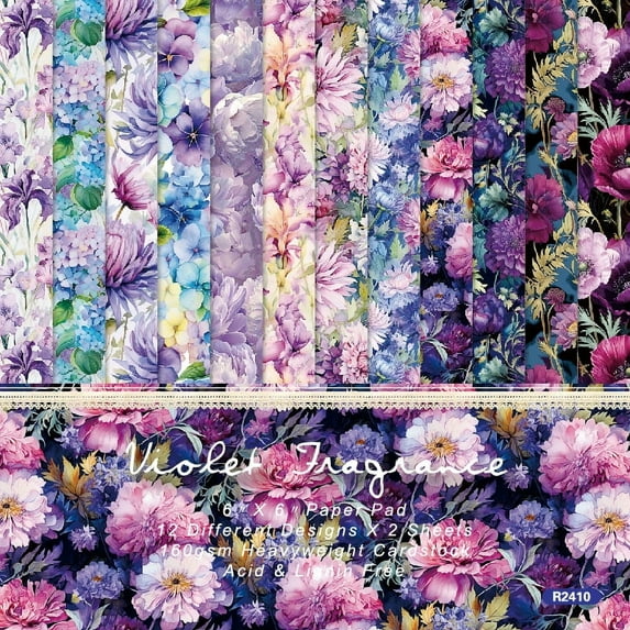 Scrapbook Paper Supplies, 24 Sheets Aesthetic Decoupage Origami Colored Paper for Craft Junk Journal Card Making 6 x 6 Inch