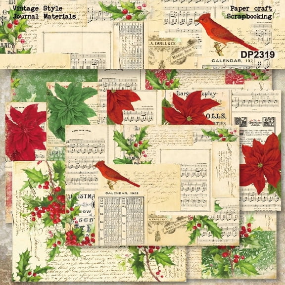 Scrapbook Paper, Vintage A5 Cardstock Origami Paper Crafts for Bullet Journal Journaling Photo Album Aesthetic Supplies 24 Sheets