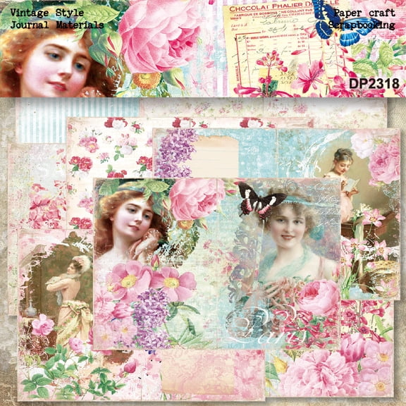 Scrapbook Paper, Vintage A5 Cardstock Origami Paper Crafts for Bullet Journal Journaling Photo Album Aesthetic Supplies 24 Sheets