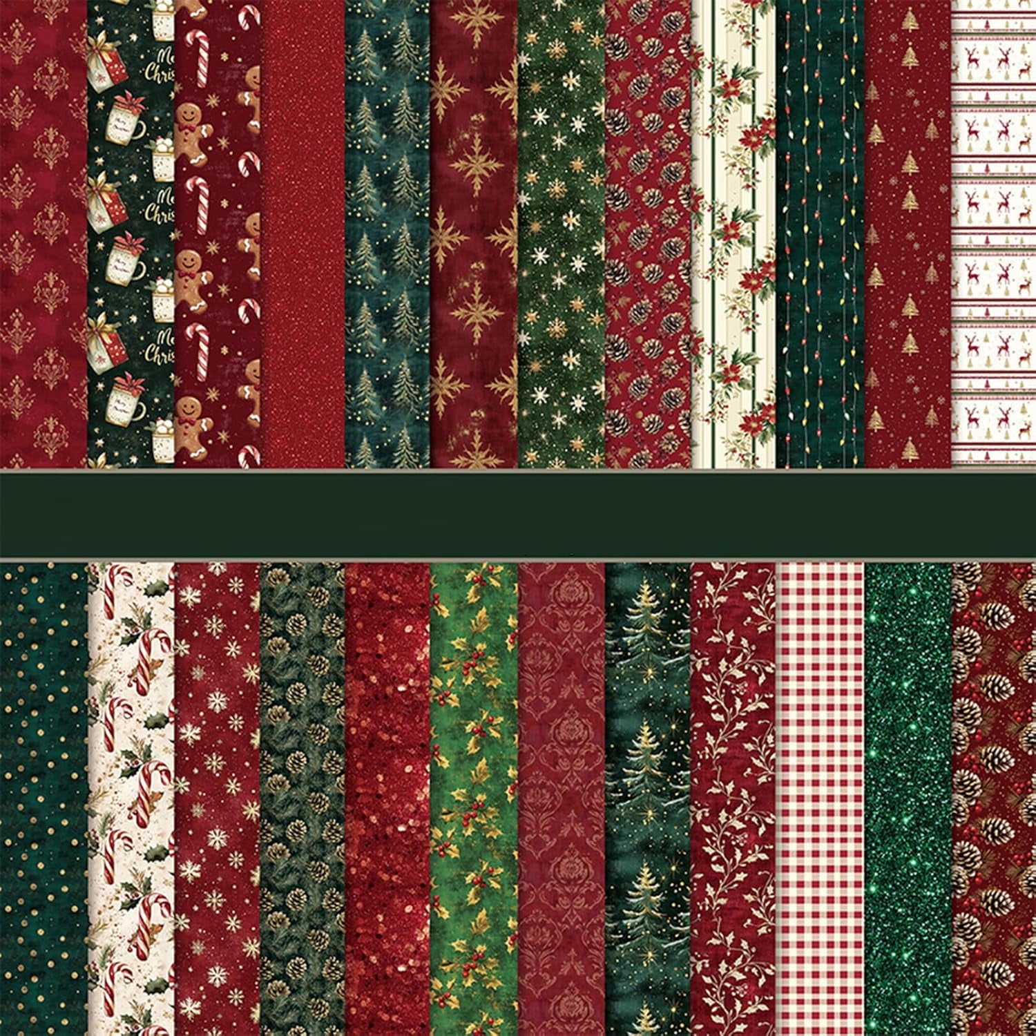 Scrapbook Paper Winter Patterned Paper for Scrapbooking, 24 Sheets Double Sided Colorful Holiday Decorative Craft Papers for Junk Journals Greeting Cards Decoration (B, 12x12 IN)