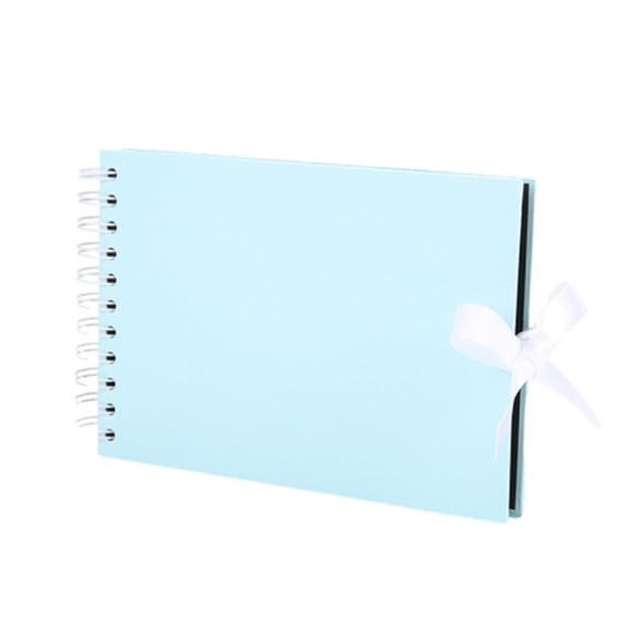 Scrapbook Photo Album, Light Blue 6 X 8 Inch Spiral Bound Diy Blank Photo Book with Ribbon Bow, for Weddings Student Showers and Gifting