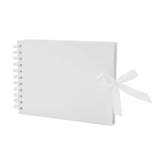 Scrapbook Photo Album Spiral Bound White Blank Diy Memory Book with Ribbon for Wedding Student Shower Graduation Keepsake