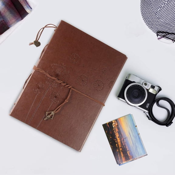 Scrapbook Photo Album Vintage Leather DIY Memories Book Wedding Guest Book with Black Pages