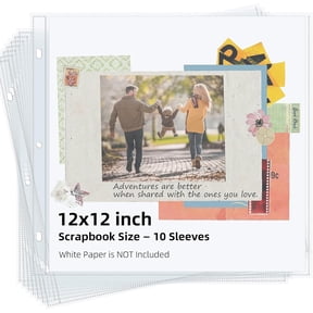 Scrapbook Refill Pages 12x12, 10 Pack Heavyweight Clear Plastic Page Protectors, Top Loading Sleeves for 3 Ring Binders, Acid Free Photo Storage Sheets