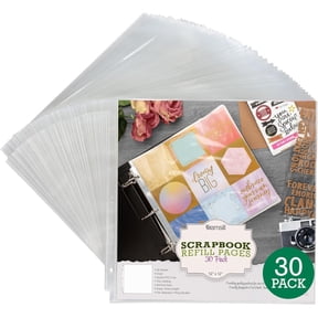 Scrapbook Refill Pages 12x12 Inch, 30 Pack, Fits 3 Ring Scrapbook Binders and 12x12 Photo Albums, Top-Loading, Heavy-Duty, Holds 2 Pages, Super Clear