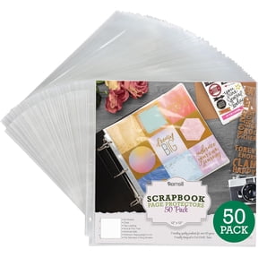 Scrapbook Refill Pages 12x12 Inch, 50 Pack, Fits 3 Ring Scrapbook Binders and 12x12 Photo Albums, Top-Loading, Heavy-Duty, Holds 2 Pages, Super Clear