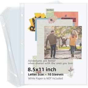 Scrapbook Refill Pages 8.5x11, 10 Pack Heavyweight Clear Page Protectors for 3 Ring Binders, Top Loading Plastic Sleeves, Acid Free Photo Storage Sheets