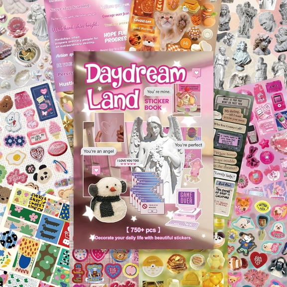 Scrapbook Stickers Book - 30 Sheets Glossy, Matte & Textured Stickers, Cute Retro Ephemera for Junk Journal, Scrapbooking Supplies & Planner Embellishments