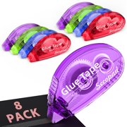 Scrapbook Tape, 8 Pack Double Sided Tape Roller for Crafts, Adhesive Glue Runner Scrapbooking Supplies Journaling  Office Supplies for Adults, 0.3IN x 26FT