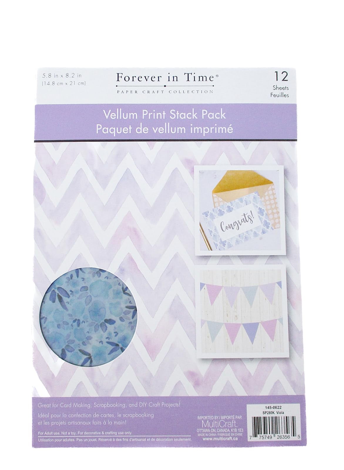 Scrapbook Vellum Print Stack Pack Viola 12 Sheets