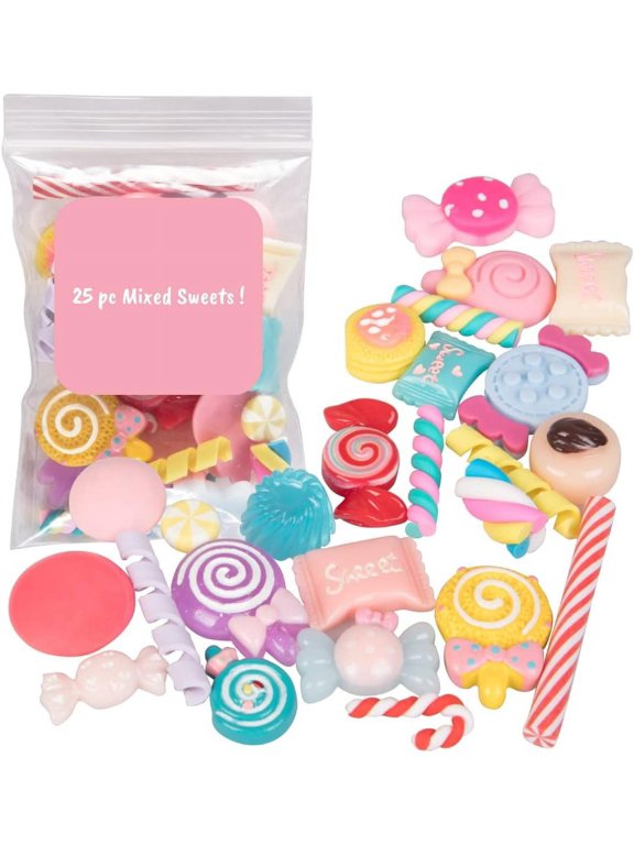 Scrapbooking Charms - 25pc Cute Mixed Sweets - Great for Arts and Crafts, School Projects, Scrapbooking Beads, DIY Decorations, Ornament Embellishments, Resin- Fun for Adults and Kids