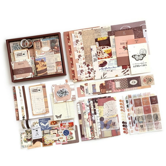 Scrapbooking Kits Paper Frame Scrapbooking Collage Journal Decoration Gift Box Tape Sticker Journaling Kits