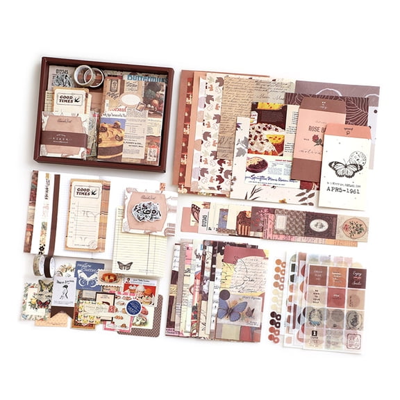 Scrapbooking Kits Paper Frame Scrapbooking Collages Journal Decoration Gift Box Tape Sticker Journaling Kits