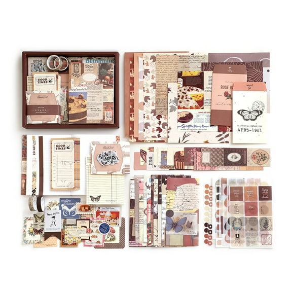 Scrapbooking Kits Scrapbooking Collage Junk Journal Decoration Gift Box Paper Frame Background Paper Sticker for Girls