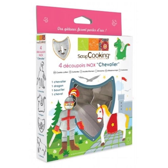 Scrapcooking 2054 Box Of 4 Stainless Steel Knight Cutters