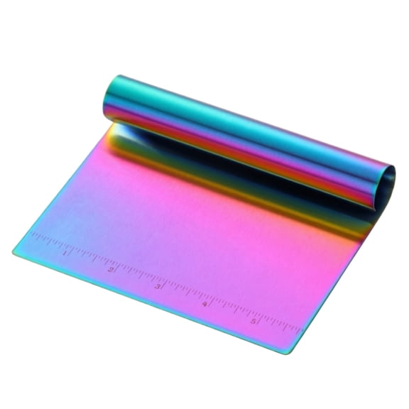 Scraper Tool Kitchen, Stainless Steel Kitchen Cutting Board, Iridescent, 6X15 In, Metal Cutting Tool, Cutter, Kitchen Baking, Engraved Ruler, Flexible Work Surface, 1 Pc