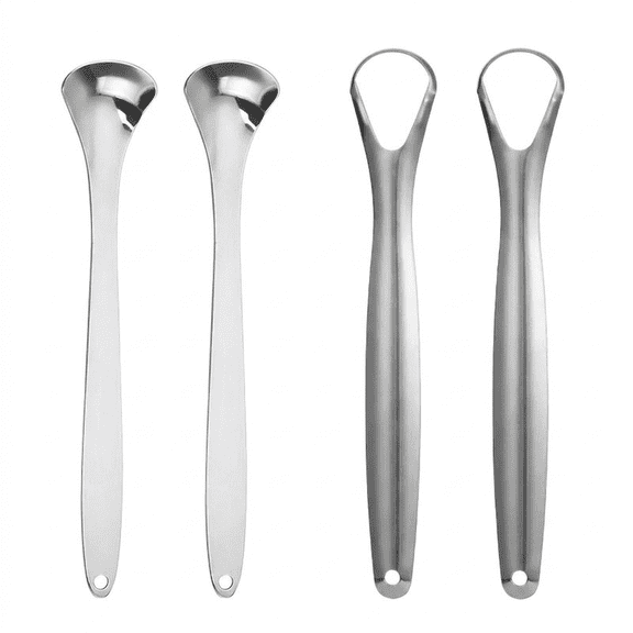 Tongue Scraper for Adults, 4 Pack Metal Tongue Cleaner, 14.7cm Double Sided Stainless Steel Tongue Scraper for Daily Oral Care