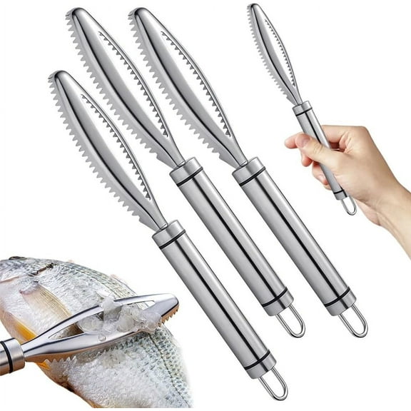 Scraping Fish Scales Tool, Stainless Steel Remover, Multi-Function, Sharp Edge, Ergonomic Handle, Home Cooks, Kitchen Use, Fish Cleaning, Scale Remover TOPLIU