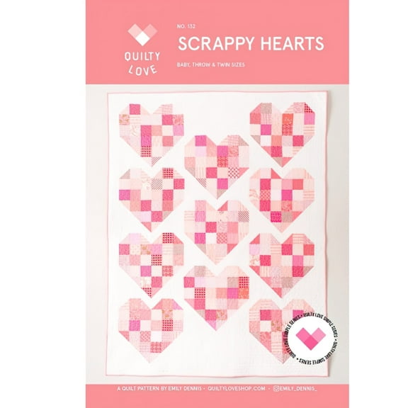 Scrappy Hearts Quilt Pattern by Quilty Love