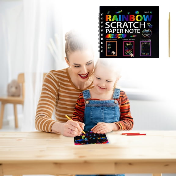 Scratch Off Art Book,Coloring and Drawing Activity,Scratch Craft Paper Notebook,Creative Fun for Kids Boys Students at Home Classroom Travel Airplane Kindergarten Party Birthday Christmas(13cm*11cm)