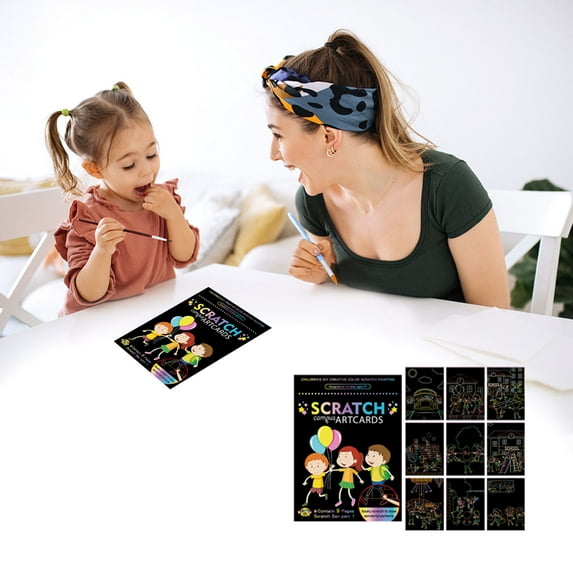 Scratch Art Paper under $5! Xqxayjr Scratch Paper Art Set forKids, Colorful Magic Drawing Book with Stylus, DIY Craft Kit for Birthday Christmas Party, EducationalToyforChildre, Creative Art Supplies