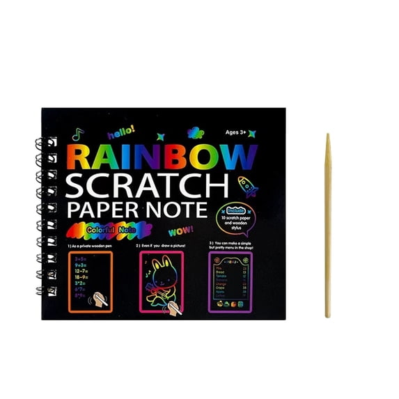 Scratch Arts Drawing Notebook Paper for Art Supplies,Rainbow Scratch and Sketch Books for Party Favors,Rainbow Scratch Art,Rainbow Scratch Paper Crafts Note,Rainbow Scratch Art Books(1Pc/5"X9")