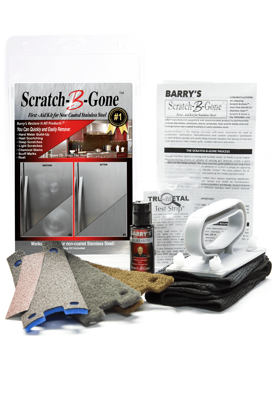 Scratch-B-Gone Homeowner Kit | The #1 selling kit used to remove scratches,  rust, discoloration and more from non-coated Stainless Steel!
