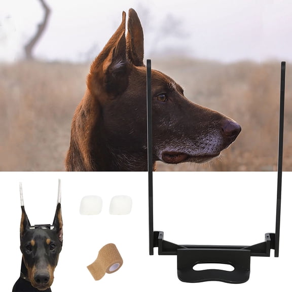 Scratch Collars for Dogs Stand Up Ear Posting Kit with Tape and Ear Erector Vertical Ear Support and Dog Ear Standing Holder for Post Procedure and Training,13.5x6x3.5,Grey