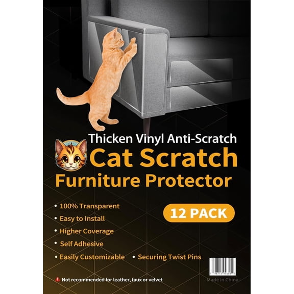 Scratch Couch Furniture Protector: Thickened Protectors Sofa Guard from Cats - 12 Clear Sticky Cover Anti Scratch Protection for Couches from Pet Claw