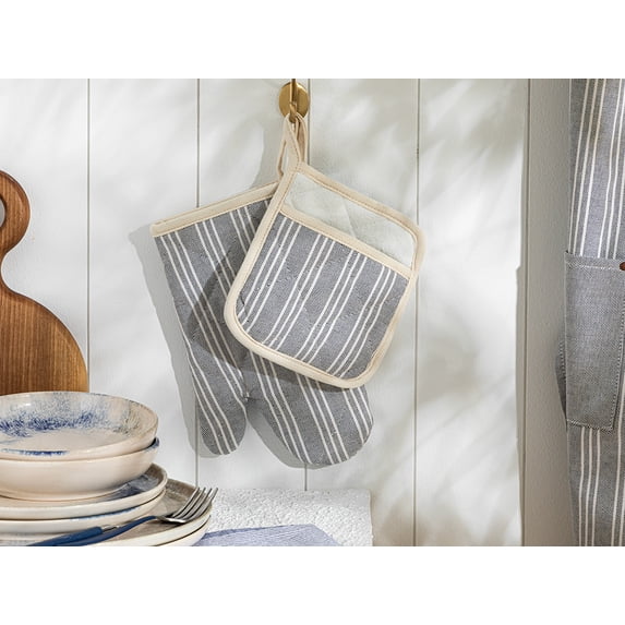 Scratch Line Cotton 2 Piece Kitchen Set 19x28cm+20x15 cm Dark Blue