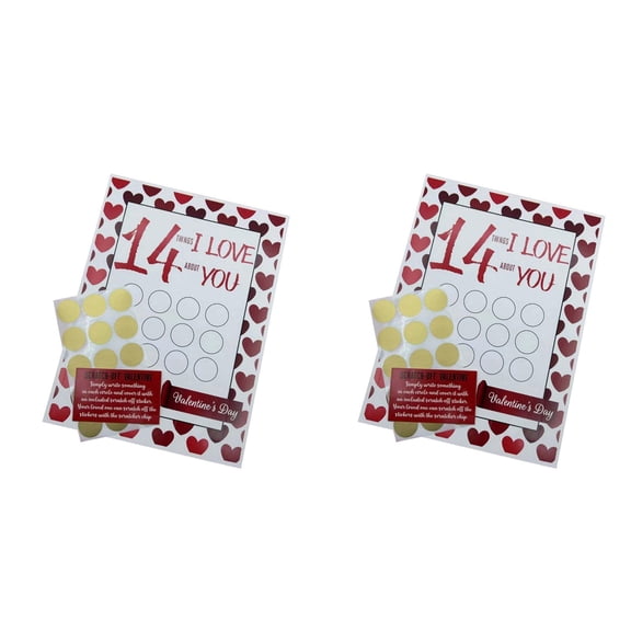 Scratch Off Love Note Card Set - 14 Things I Love About You Valentine's Gift for Him Her, Two Appreciation Cards for Husband Wife Boyfriend Girlfriend