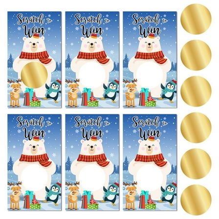 Scratch Off Game Cards - 6Pack, Festive Christmas Party Activities, Holiday Raffle Prizes, Red & Green Favors