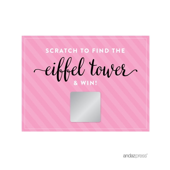 Koyal Wholesale Paris Bonjour Bebe Girl Baby Shower Collection, Baby Scratch Off Winner Game Cards, 30-Pack