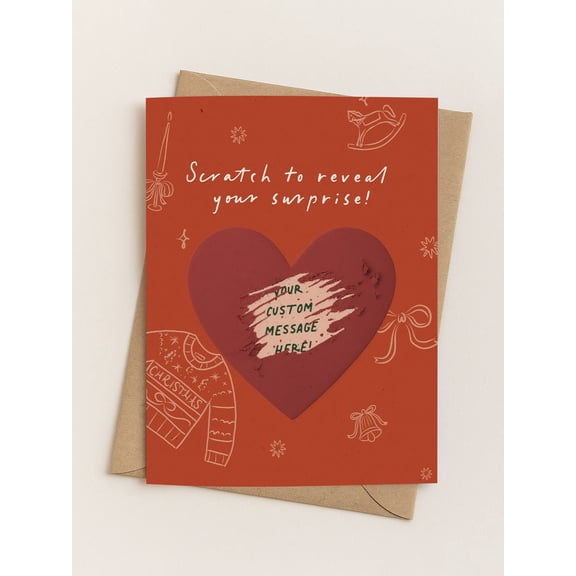 Scratch-Off Greeting Card  Customizable Surprise Message  Festive Design  Perfect for Christmas, Birthdays, and Special Occasions  Envelope Included