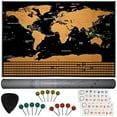 thumbnail image 1 of Scratch Off World Map, 32" x 23" Topographic Map Poster with Countries Flags, Pins, Scratching Pick, and Memory Stickers, 1 of 9
