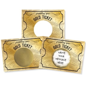 Gold Ticket Round DIY Scratch Off Note Cards 20 Count by My Scratch Offs