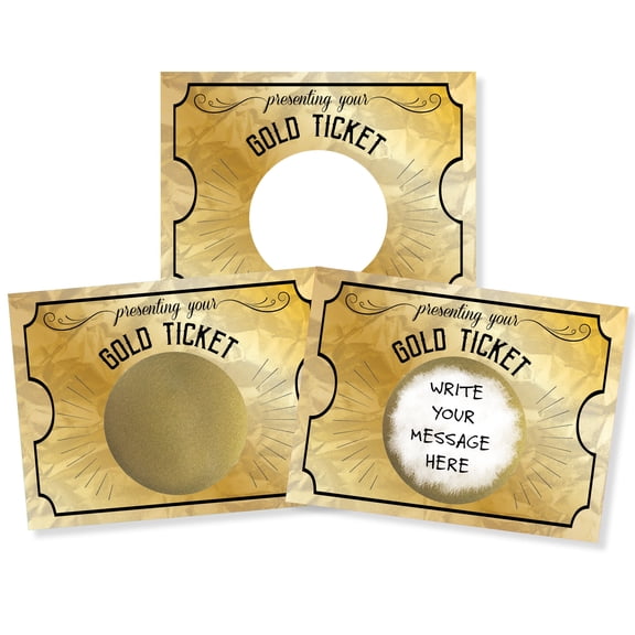 Gold Ticket Round DIY Scratch Off Note Cards 20 Count by My Scratch Offs