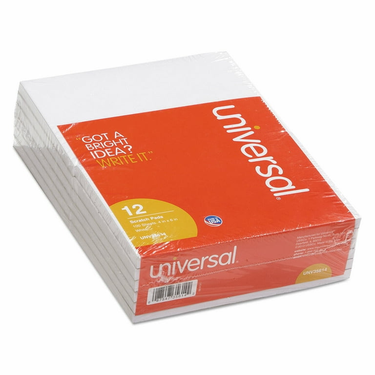 Scratch Pads, Unruled, 4 x 6, White, 100 Sheets, 12/Pack Scratch Pads, Unruled, 4 x 6, White, 100 Sheets, 12/Pack