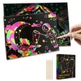 thumbnail image 1 of Scratch Paper Art Set, 50 Sheets with Wooden Stylus, Scratch Off Crafts Kits, Drawing Notes Doodle Activity, Kids Art Toy Gift, 1 of 9