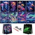 thumbnail image 1 of Scratch Art Adult DIY Paint by Scratch Rainbow Scratch Paper Art Colorful Sketches Scratch with 5 Scratch Tool for DIY Craft GiftA4-Noctilucent Whale + Sea World), 1 of 6