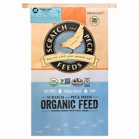 Scratch & Peck Feeds 40 lbs Organic Layer with Corn 16 Percent Chicken & Duck Poultry Feed