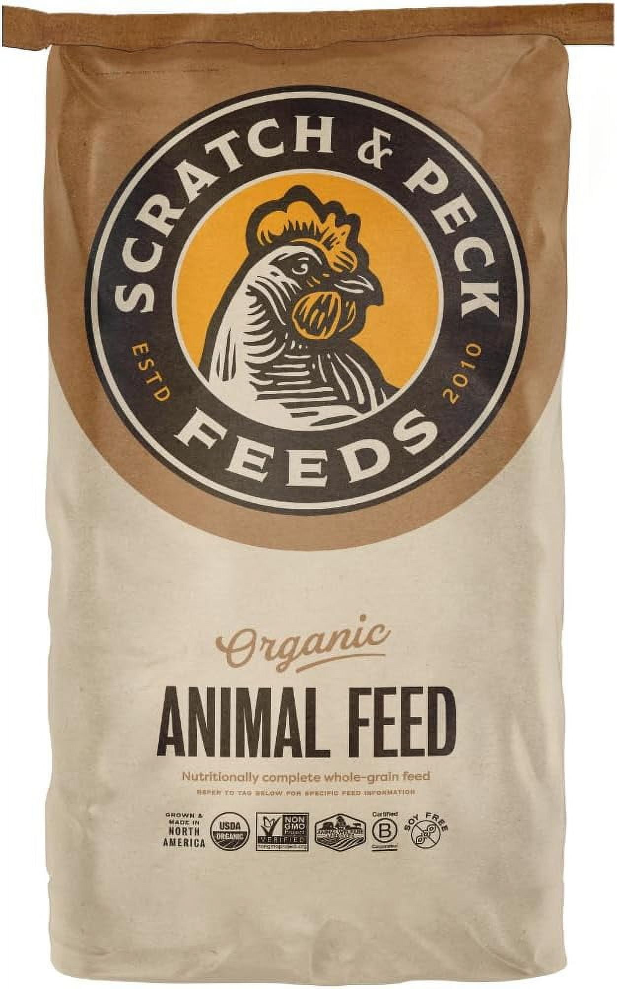 Scratch and Peck Feeds Organic Whole Grain Layer Feed + Corn, 18 Protein Premium Chicken and