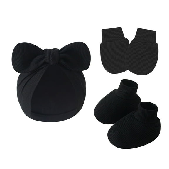 Scratch Proof Gloves and Footwear 3 in 1 Baby Essential Headwear Anti Scratches Newborns Hat with Mittens and Socks