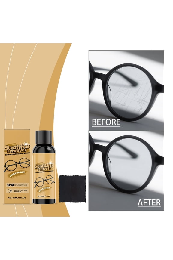 Scratch Remover for Eyeglasses, Glasses Scratch Repair, 30ml Lens Cleaners Spray for Car Window Glass, Glasses, Watches, Screens, Improve Blur and Yellowing