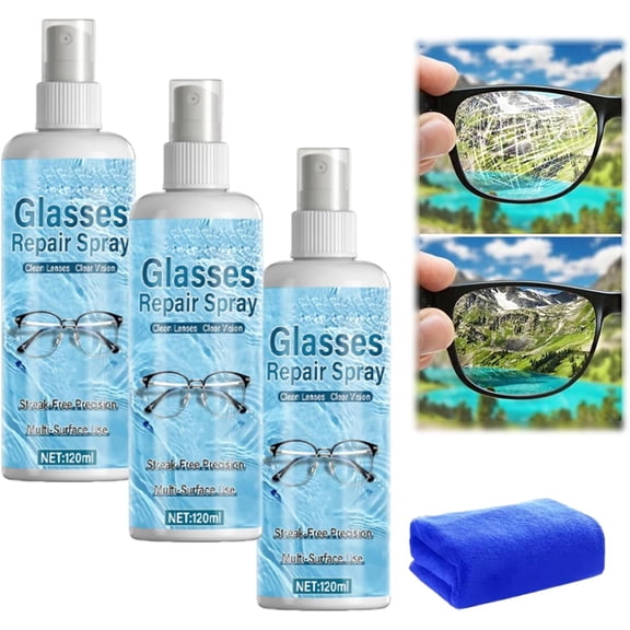 Scratch Remover for Eyeglasses, Lens Scratch Remover Spray, Lens Cleaning and Restoration Liquid for Clearer Vision, Lens Scratch Remover for Eyeglasses & Sunglasses (Send towels)