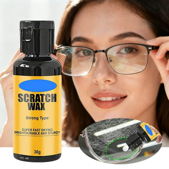 Scratch Remover For Glasses Multifunctional Kit and Lens Cleaning Set for Eyewear Sunglasses Camera Watch Window Windshield Screen Phone 30ml Solution with Sponge