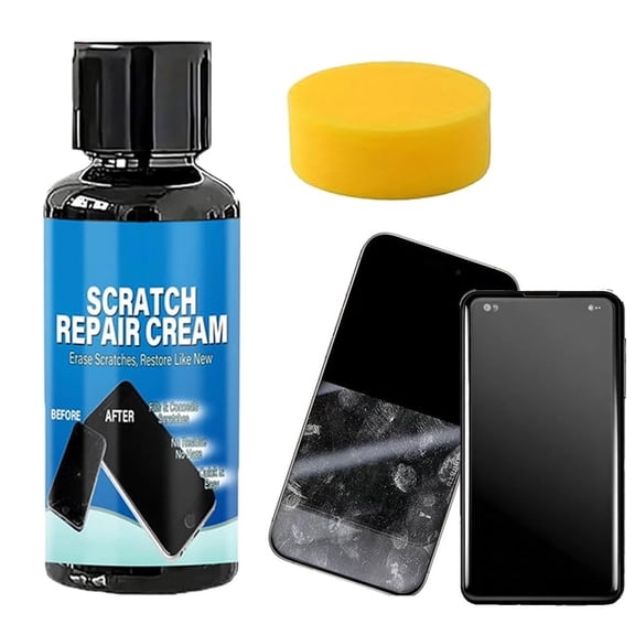 Scratch Remover - Phone Screen Scratch Repair Cream | Frame Paste – Mobile Phone Repair Paste for Glass Screens and Metal Frames with Sponge , Glasses Scratch Repair Kit (30g+sponge)