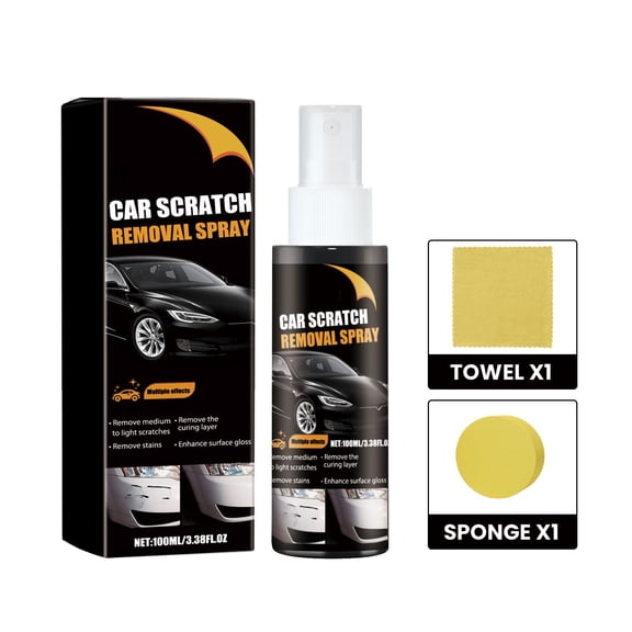 Scratch Remover Spray 100ml for Car Scratch Removal Set wirh Sponge and Cloth for Clear Plastic and Acrylic Surfaces