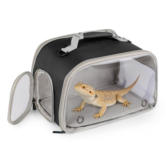 Scratch-Resistant Bearded Dragon Backpack Foldable Gecko Carrier Ventilation Travel Bag with Clear View Window Dual Carry Cage Options for Travel Hiking & Vet Visits