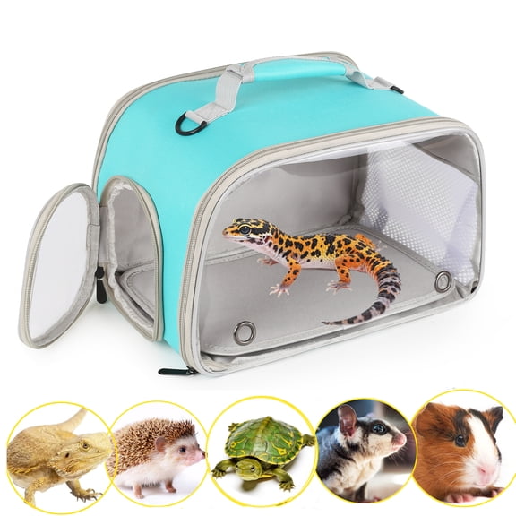 Scratch-Resistant Bearded Dragon Backpack Foldable Gecko Carrier Ventilation Travel Bag with Clear View Window Dual Carry Cage Options for Travel Hiking & Vet Visits